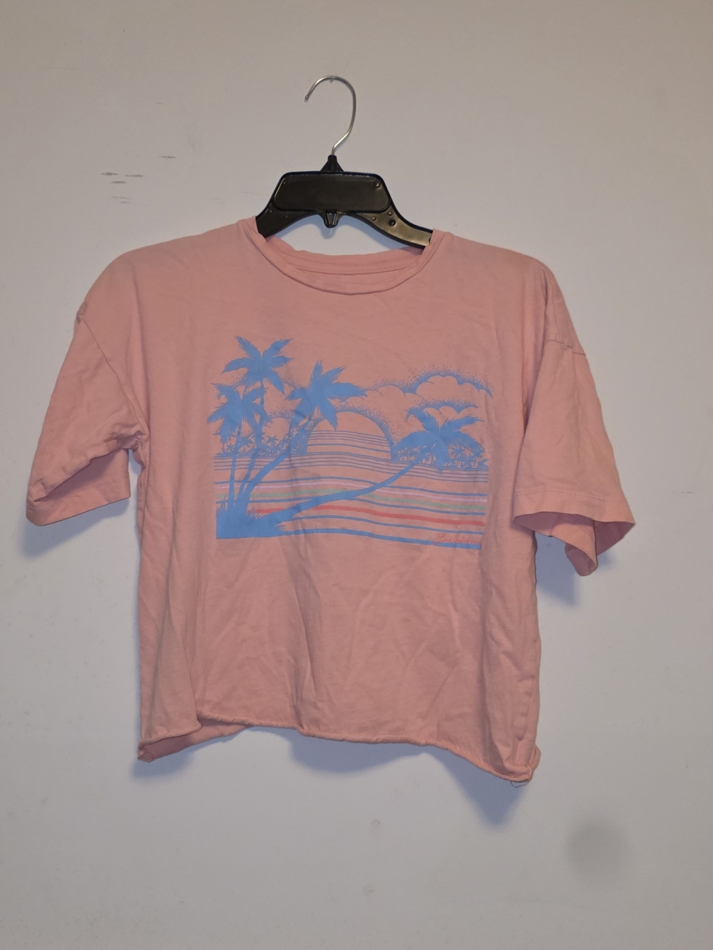 Billabong Pink Tee with Blue Palm Sunset Graphic
